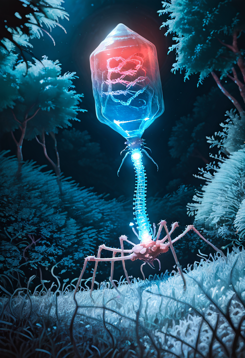 masterpiece, best quality, no humans,   B4cterio, glowing, grass, hill, night,    ,<lora:BacteriophageIXL_v1:1.0>,