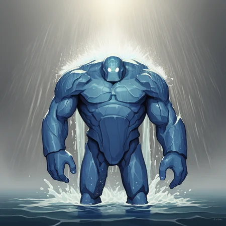 score_9, score_8_up, score_7_up, score_6_up, score_5_up, score_4_up, zPDXL2,source_anime,rating_questionable, <lora:Golems:0.8> gol3em, no humans, water golem, water, storm