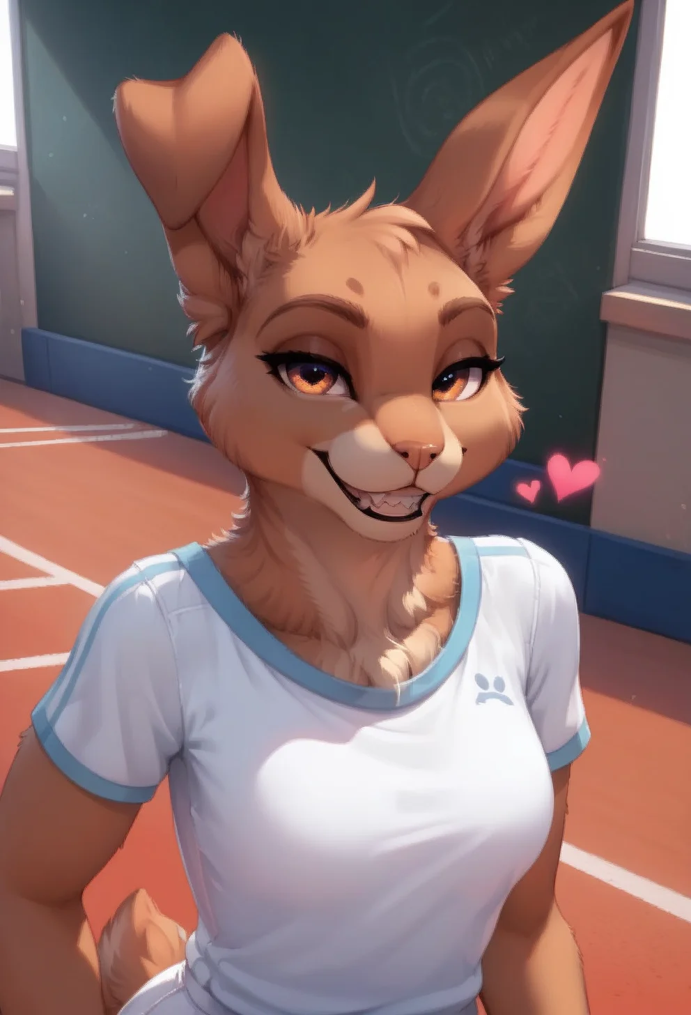 score_9, score_8_up, score_7_up, score_6_up, 1anthro, female, , furry, detailed fur, anthro, eyes, , perfect face, detailed eyes, perfect eyes, sexy, sexy girl, beautiful eyes, perfect cute face, petite body, face focus, dynamic angle, looking at viewer, face focus, breasts, covered, wearing clothes, close up, wants sex, sexual pose,
seductive pose, seducing viewer, teasing viewer, enticing viewer, sexy, curvy girl, young, seductive expression, loving smile,floating hearts, loves viewer, in love, detailed teeth, perfect teeth,
bedroom eyes, detailed eyes, perfect eyes, beautiful eyes, , detailed fur, tail, eyes, realistic fur, , solo, 1 girl, young, (((handsome, detailed face and eyes))), medium breasts, 1girl, solo, anthro, eyes, girl, furry, ,female, furry, solo, anthro rabbit , hazel eyes, athletic, perfect body, light brown fur, big rabbit ears, rabbit ears, Saya_Mizoguchi, Saya, Saya Mizoguchi, white t-shirt, white shorts, tennis , buck teeth, <lora:Saya_Mizoguchi_-_Tennis_Ace:0.65>
indoors, tennis court, school sports hall, sports hall, , school,
tail, uncensored,
canine mouth, sharp teeth,
<lora:princess_xl_v1:1> <lora:Expressive_H:0.65> <lora:g0th1cPXL:0.45> <lora:incase-ilff-v3-4:0.3> <lora:CleanDetailed_Eyes:0.25>