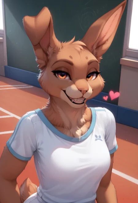 score_9, score_8_up, score_7_up, score_6_up, 1anthro, female, , furry, detailed fur, anthro, eyes, , perfect face, detailed eyes, perfect eyes, sexy, sexy girl, beautiful eyes, perfect cute face, petite body, face focus, dynamic angle, looking at viewer, face focus, breasts, covered, wearing clothes, close up, wants sex, sexual pose,
seductive pose, seducing viewer, teasing viewer, enticing viewer, sexy, curvy girl, young, seductive expression, loving smile,floating hearts, loves viewer, in love, detailed teeth, perfect teeth,
bedroom eyes, detailed eyes, perfect eyes, beautiful eyes, , detailed fur, tail, eyes, realistic fur, , solo, 1 girl, young, (((handsome, detailed face and eyes))), medium breasts, 1girl, solo, anthro, eyes, girl, furry, ,female, furry, solo, anthro rabbit , hazel eyes, athletic, perfect body, light brown fur, big rabbit ears, rabbit ears, Saya_Mizoguchi, Saya, Saya Mizoguchi, white t-shirt, white shorts, tennis , buck teeth, <lora:Saya_Mizoguchi_-_Tennis_Ace:0.65>
indoors, tennis court, school sports hall, sports hall, , school,
tail, uncensored,
canine mouth, sharp teeth,
<lora:princess_xl_v1:1> <lora:Expressive_H:0.65> <lora:g0th1cPXL:0.45> <lora:incase-ilff-v3-4:0.3> <lora:CleanDetailed_Eyes:0.25>