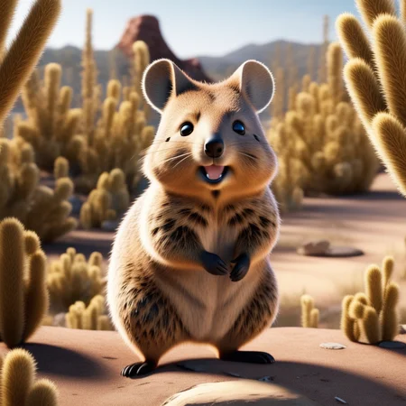 professional 3d model quoknon quokka, photography, detailed scenery, <lora:quokka_LoCon_XL:0.9> . octane render, highly detailed, volumetric, dramatic lighting