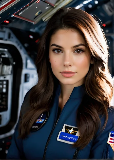 Photo of Estella Beatriz, posing in officers quarters on an industrial spaceship, space captain uniform, <lora:PerfectEyesXL:0.4>, (detailed beautiful face, detailed, ultra-detailed body:1.1),best quality,photo-realistic,highly detailed,absurdres,cinematic lighting,hyper-realistic,sharp focus,32k resolution,detailxl,SimplePositiveXLv2,