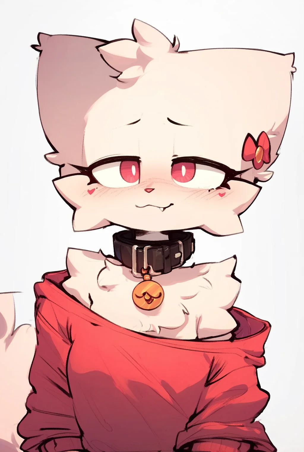 Sillycat, female, collar, simple background <lora:Sillycat:1> score_9, score_8_up, score_7_up, score_6_up, score_5_up, score_4_up zPDXL