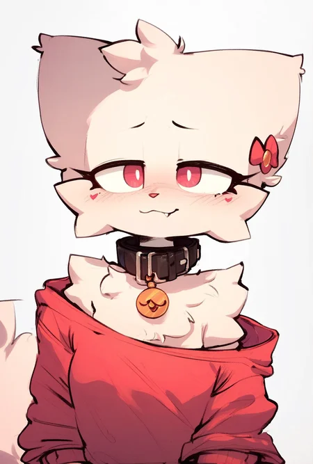 Sillycat, female, collar, simple background <lora:Sillycat:1> score_9, score_8_up, score_7_up, score_6_up, score_5_up, score_4_up zPDXL