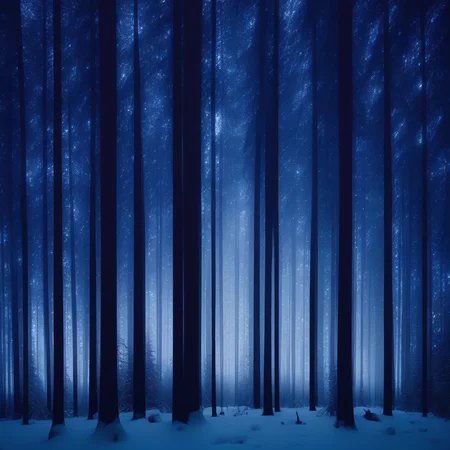 LANDSCAPER II, dense forest, winter, night