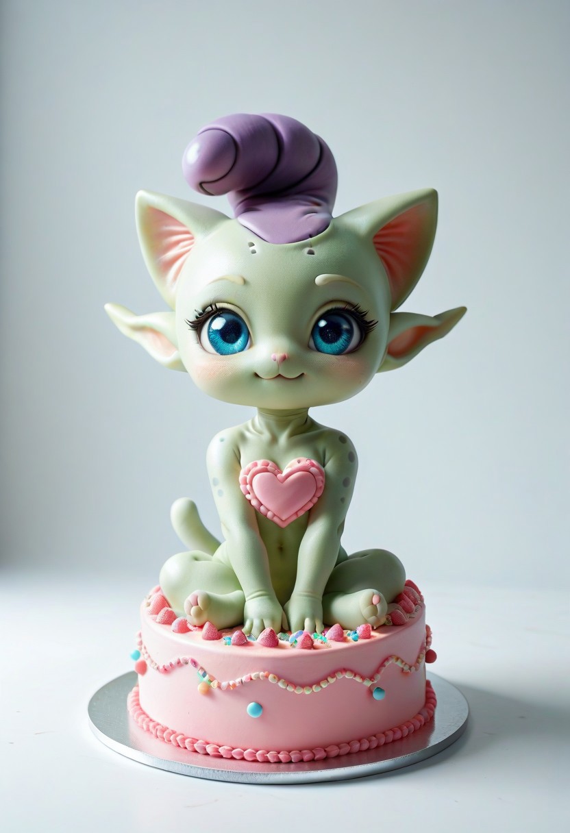 score_9, score_8_up, score_7_up, M1CR0CUB3D cute cake alien world, (super cute!), cute cat