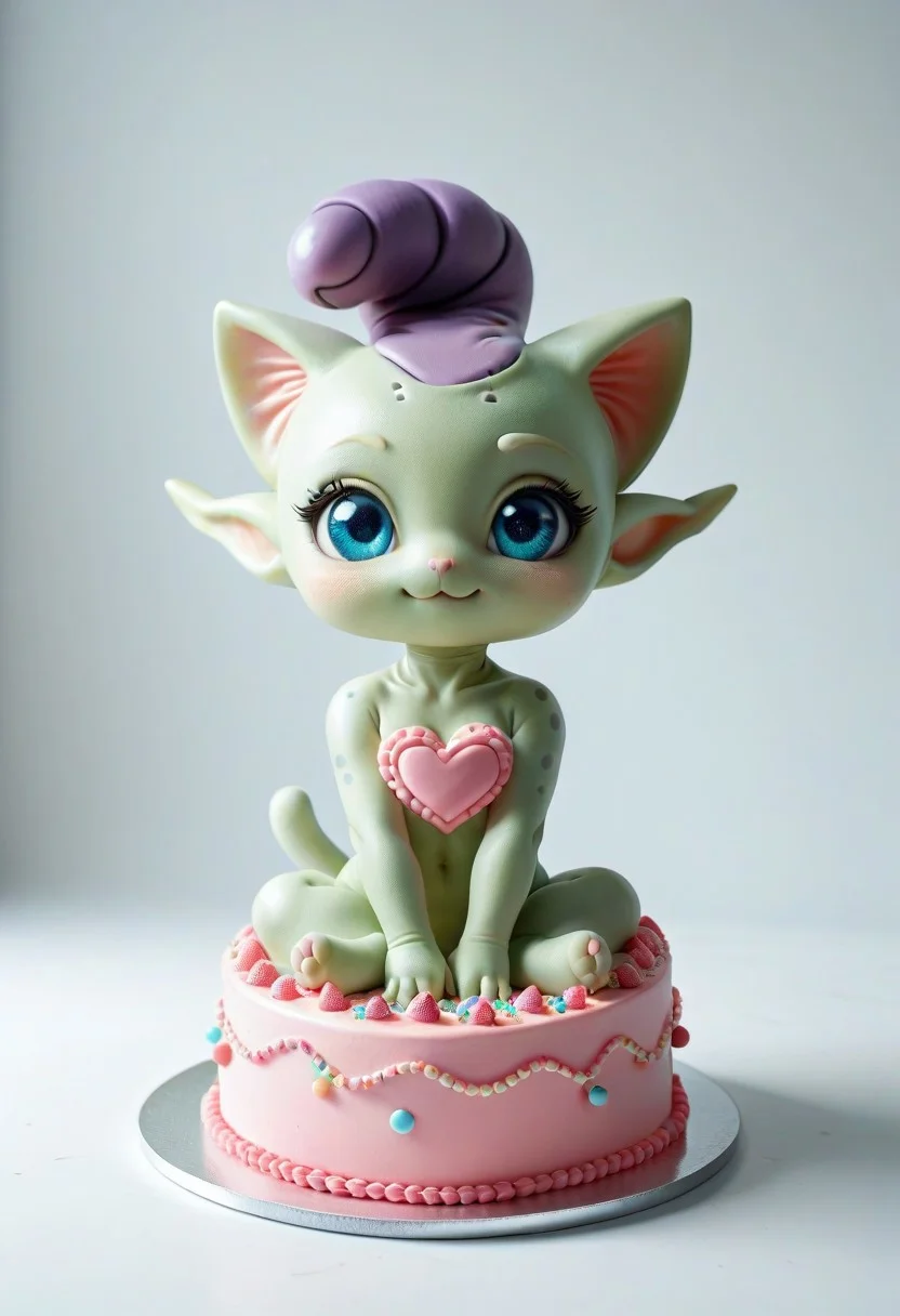 score_9, score_8_up, score_7_up, M1CR0CUB3D cute cake alien world, (super cute!), cute cat