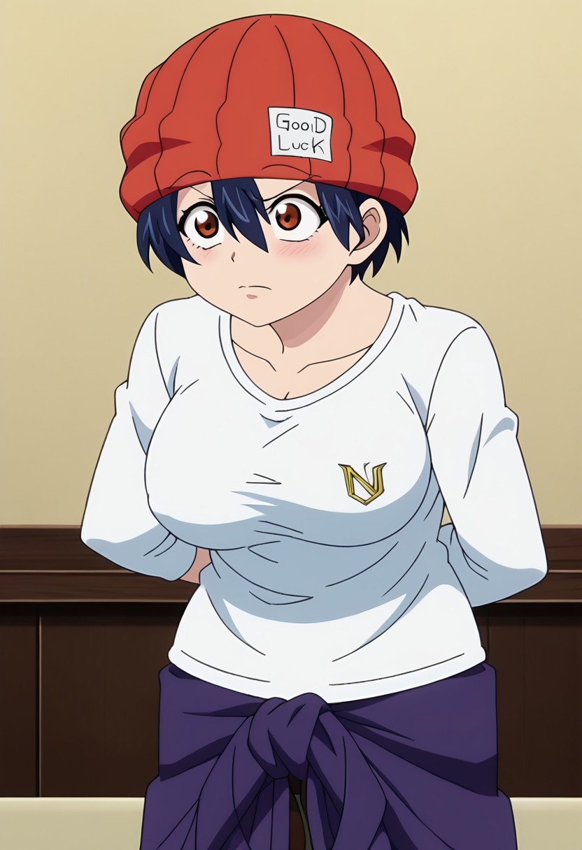 ,,Izumo Fuuko,tomboy,beanie,red headwear,black hair,short hair,hair between eyes,brown eyes,<lora:Izumo Fuuko(uu)-Pony:1.2>,  ,,,,, ,, ,,,,,, ,, ,,   anime coloring, anime screencap, 1girl,Solo ,, anime,PUFFY nipple,large breasts,official art, Uncensored ,Unedited ,,,,,,