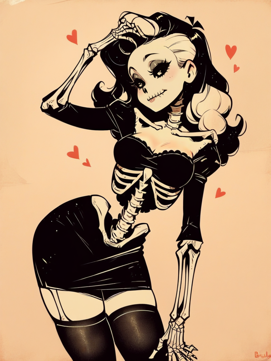 score_9, score_8_up, score_7_up, score_6_up, score_5_up,  <lora:Sp00kyB4b3sXLP:1> sp00kyb4b3s, 1girl, solo, thighhighs, skeleton,