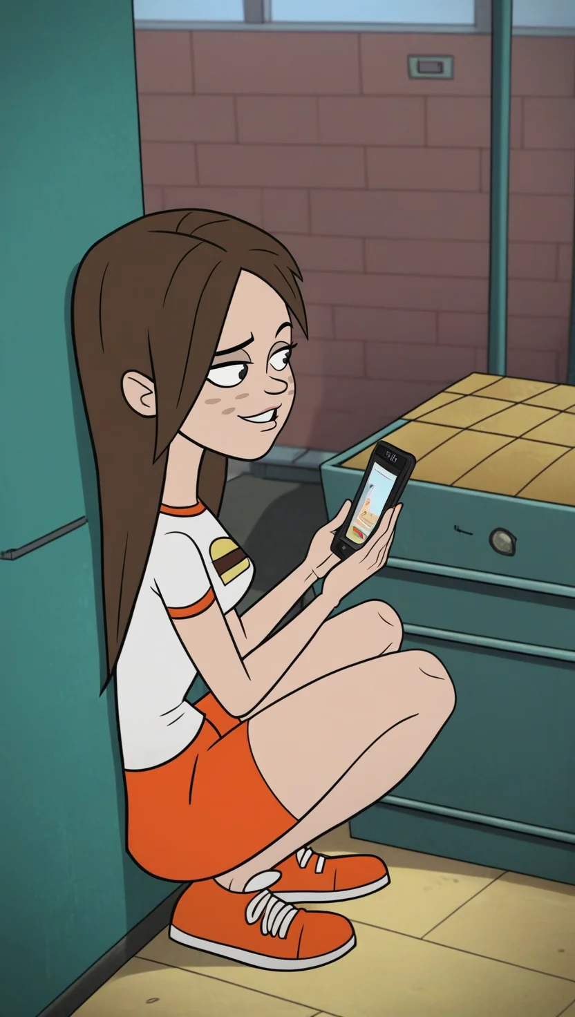 score_9_up, score_8_up, score_7_up, score_6_up, score_5_up, score_4_up, show accurate style, source_cartoon , flat colors, Hortence, 1girl, solo, brown hair, long hair, white shirt, print shirt, freckles, black eyes, orange shorts, orange shoes, full body, small smile, from side, high angle, from above, looking at phone, texting, parted lips, depth of field, alleyway, dumpster, holding phone, squatting, looking at phone, against brickwall,


AddXL,Perfect Hands