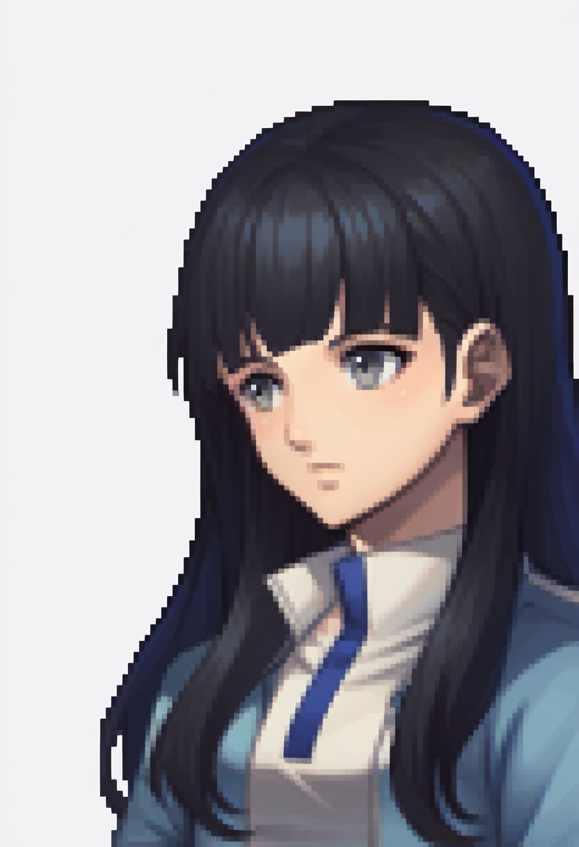 score_9, score_8_up, score_7_up, source_anime BREAK 1girl, solo,
 <lora:zs_FEDSPortraitsXL:1> fedsportraits, portrait, white background
 <lora:zs_TaoXL:1> taosmtv, long hair, black hair, blunt bangs, grey eyes, jacket, shirt,
