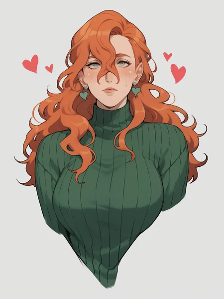 score_9, score_8_up, score_7_up, score_6_up, score_5_up, <lora:sarakipinXLP:1> sarakipin, 1girl, long hair, heart, large breasts, ginger