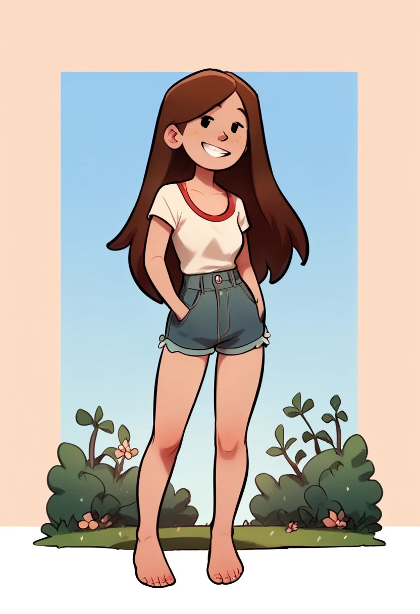 score_9, score_8_up, score_7_up, score_6_up, score_5_up, 1girl, solo, full body,
(source_cartoon),
<lora:Mal (Storybooth)_v03-0:0.85>
Mal_Storybooth, brown hair, long hair, straight hair, dot eyes, grin,
outdoors, detailed background,
<lora:Expressive_H:0.7> Expressiveh,
<lora:add-detail-xl:0.9>