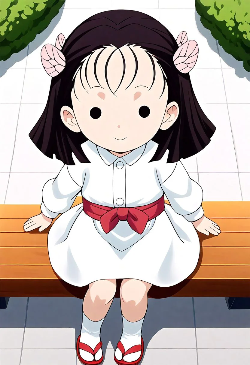 <lora:Hyper-SDXL-8steps-lora:1><lora:Fixhands_anime_bdsqlsz_V1:1> zPDXL2, score_9, score_8_up, score_7_up, source_anime, intricate details, perfect anatomy BREAK
1girl, solo, chibi, (ds-terauchikiyo, pink hair ribbon, pink butterfly hair ornament, medium hair:1.3), black hair, black eyes, collared shirt, white dress, pink obi, white skirt, white socks, sandal,
from above, sitting, Confident, Eyes that meet the viewer directly, a slight smile, and a relaxed posture.,
outdoors, city, tokyo, japan,
<lora:ds-butterfly_mansion_girls_XL(pony)v10:1>