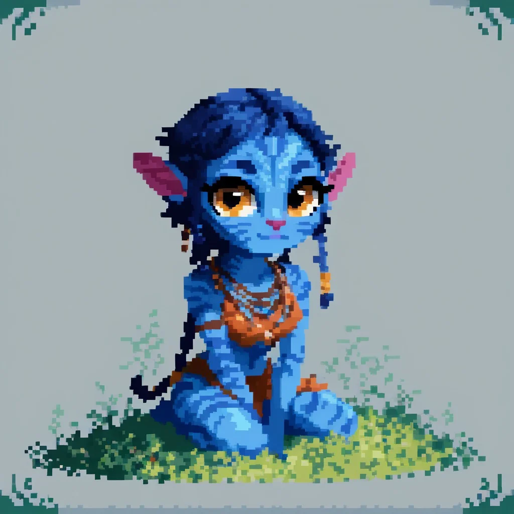 score_9, score_8_up, score_7_up, score_6_up, birdman46049238, chibi,pixelart, pixel, 1girl, solo, Avatar navi alien with blue skin,,
looking at viewer, hd, high definition,kneeling,