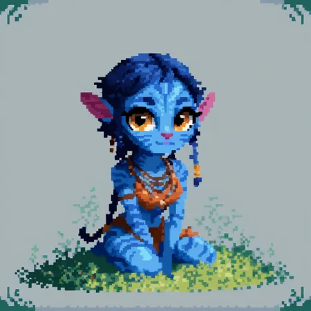 score_9, score_8_up, score_7_up, score_6_up, birdman46049238, chibi,pixelart, pixel, 1girl, solo, Avatar navi alien with blue skin,,
looking at viewer, hd, high definition,kneeling,