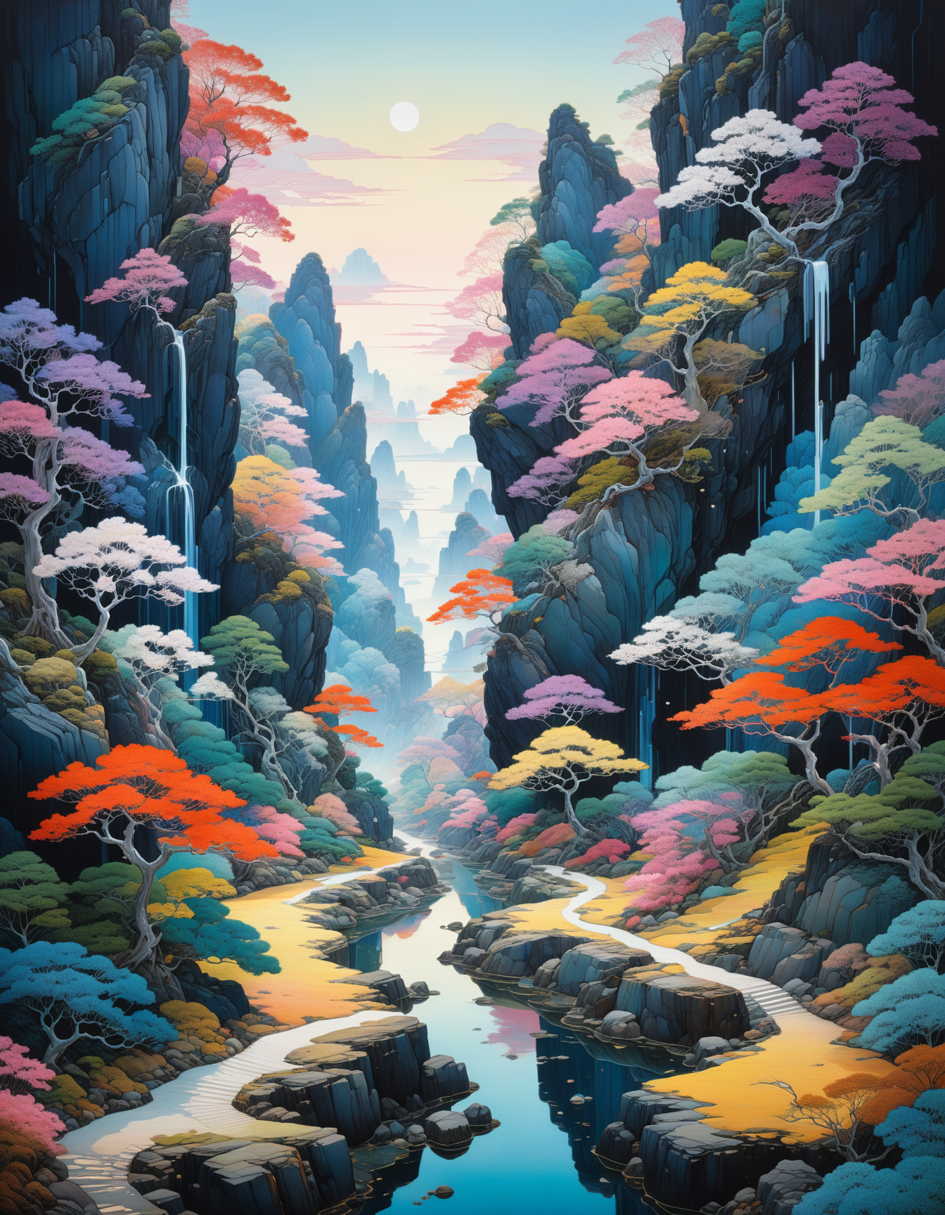 professional photograph of a bizarre otherworldly landscape by  Miho Hirano and A.J.Casson and Qian Xuan and  Brandon Mably , bold lines, hyper detailed, dark limited palette, chiaroscuro,  (intricate details, masterpiece, best quality:1.4),
<lora:add-detail-xl:1> <lora:xl_more_art-full_v1:0.5>