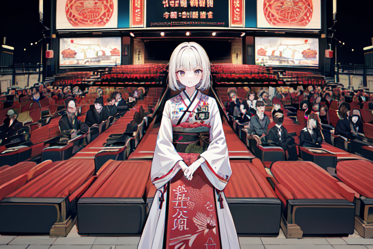 highly insanely detailed, masterpiece, top quality, best quality, highres, 4k, 8k, RAW photo, (very aesthetic, beautiful and aesthetic),  
(code_style,codestyle),english text,traditional chinese text,japanese text,(sympattern,geometric pattern:1.3), 
<lora:CodeStyle (half generic class)_564920:0>, 
(1girl:1.3), 1other, 
(in line in front of a movie theater with friends:1.4),âââ
