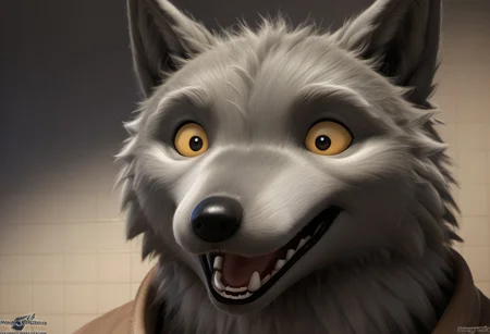 score_9, score_8_up, score_7_up, source:furry, dynamic lighting, detailed background, bedroom background, anthro, furry, male, 1boi, (headshot), solo, (detailed face, detailed eyes), WB_sketchv1, furry, anthropomorphic character, WB_SketchV1
BREAK
Anthro_wolf, BBW, grey fur, yellow sclera, beady eyes, black eyes, black nose, long snout, shocked expression, opened mouth, wolf ears
BREAK
headshot
<lora:add-detail-xl:1.5>