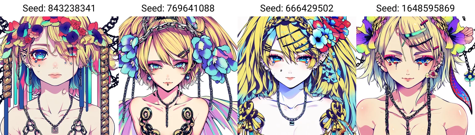 (masterpiece, best quality), 1girl, solo, blonde hair, flower, hair ornament, jewelry, blue eyes, hairclip, short hair, necklace, white background, earrings, eyelashes, colorful, simple background, upper body, collarbone, chain, nude, looking at viewer, piercing, colored eyelashes, tears, hair flower