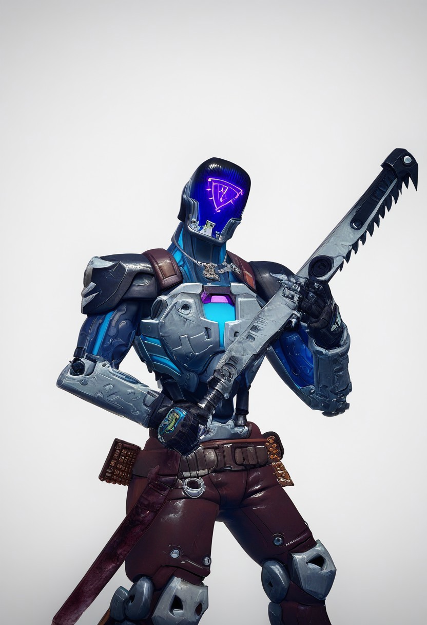 score_9, score_8_up, score_7_up, score_6_up, score_5_up, score_4_up, solo, highly detailed, detailed background, robot, kayo, brown pants, triangle face, electric body, blood stains, ((fighting stance)), holding 40kchainsword, 40kchainsword, smoke, fire, flames, city ruins, smug:1.5, smirking:1.5 <lora:zy_Realism_Enhancer_v1:0.7> <lora:Chainsword_-_Warhammer_40000_Pony_SDXL:1>