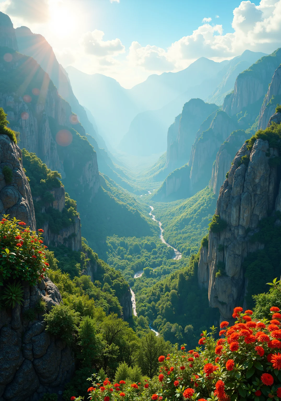Expansive aerial view, lush tropical forests, sunlit arid deserts, soaring mountain ranges, rugged coastal cliffs, vibrant valley vistas, detailed close-up of dew-kissed wildflower petals, intricate ancient rock textures, dynamic low-angle perspective, natural eye-level panorama, fluid tracking shot ambiance, soft morning mists, radiant natural gradients, shimmering light and shadows, 8k, masterpiece, intricate, vibrant hues, atmospheric serenity, endless spatial composition, seamless blend of wilderness elements <lora:RM_Enhancer_v1.0_bf16:0.4> <lora:flux_ptchkrawk:0.3> <lora:flux_dev:1>