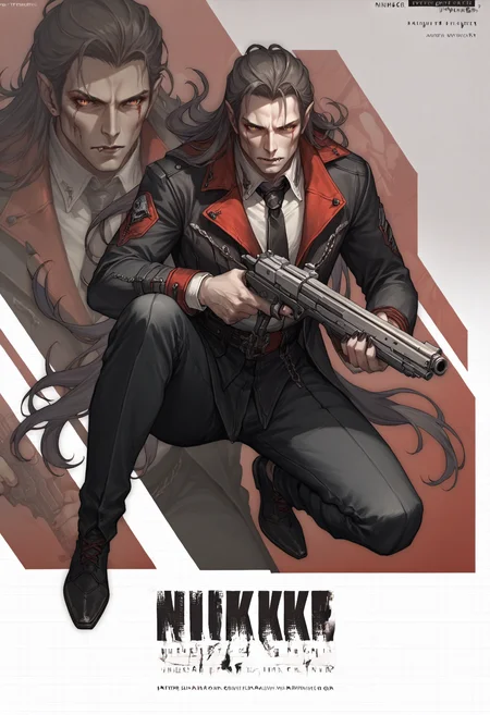 score_9, score_8_up, score_7_up, source_anime, 1boy, solo, strahd, vampire, long hair, <lora:clamStrahdPDXL_v12:1> <lora:NIKKE_Goddess_of_Victory_Profile__Concept_LoRA_XL:0.8> IncrsNikkeProfile, full body, zoom layer, one knee, holding weapon, holding gun