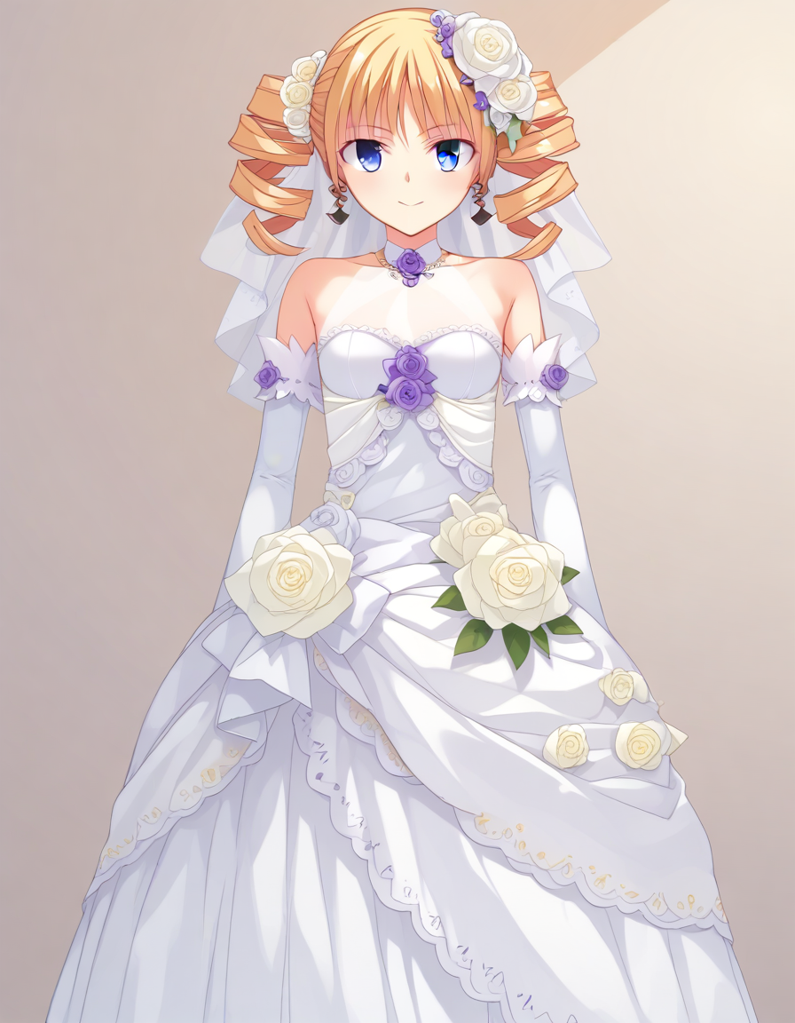 <lora:sousou_XL_pony_bf16_v1:1>1girl, sousou,wedding dress,, BREAK score_9, score_8_up, score_7_up, BREAK source_anime, best quality, masterpiece, uncensored,<lora:sdxl_lightning_4step_lora:1>(clear eyes:1.2),zPDXLpg,rating_explicit,clear eyes,beautful eyes,