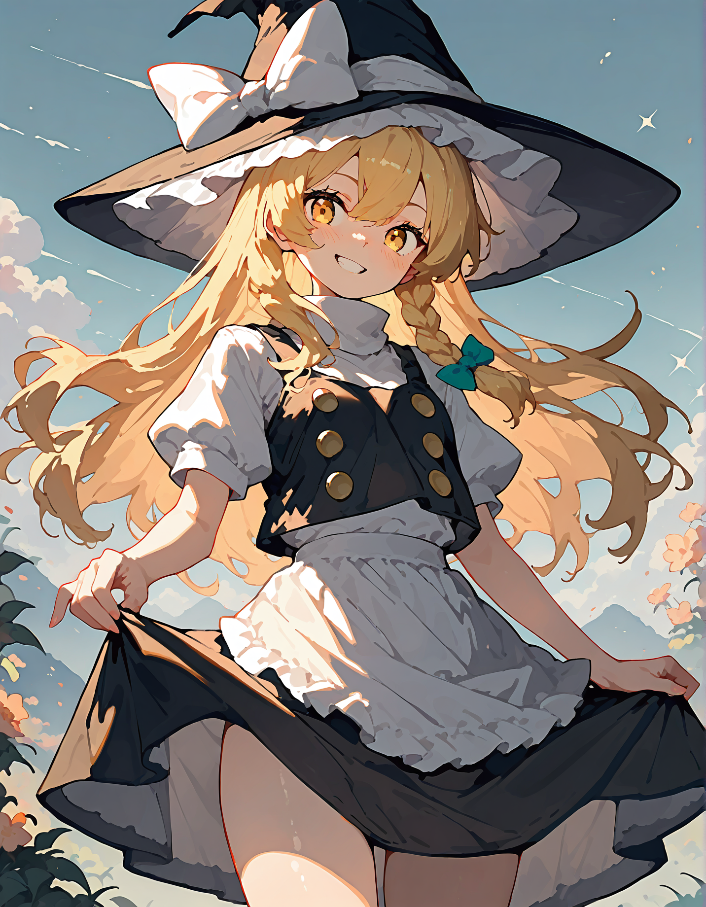 t-ponynai3, 1girl, solo, kirisame marisa,
very awa, masterpiece, best quality, year 2024, newest, highres, absurdres, <lora:t-ponynai3-style-noobai-vpred10-v2:1>