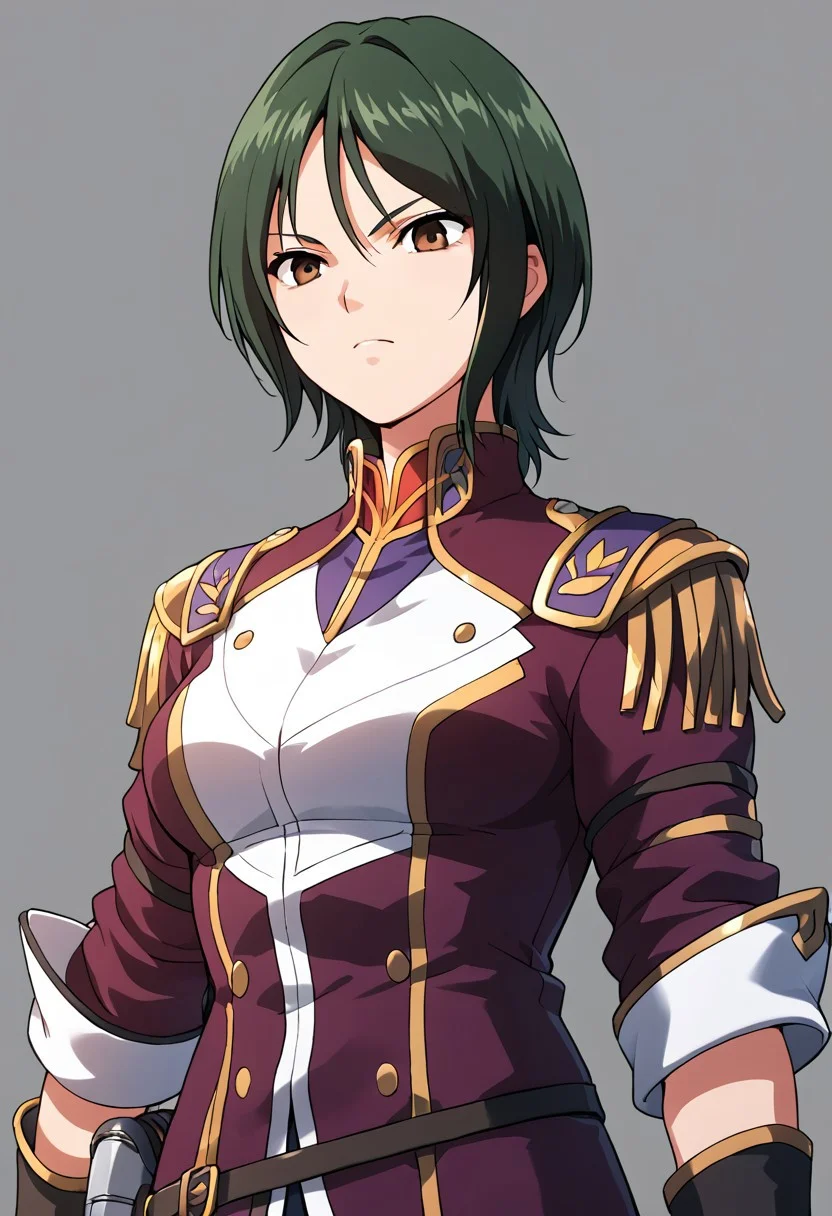 score_9, score_8_up, score_7_up, score_6_up, score_5_up, score_4_up, source_anime, elfried schultz, short hair, green hair, brown eyes, uniform