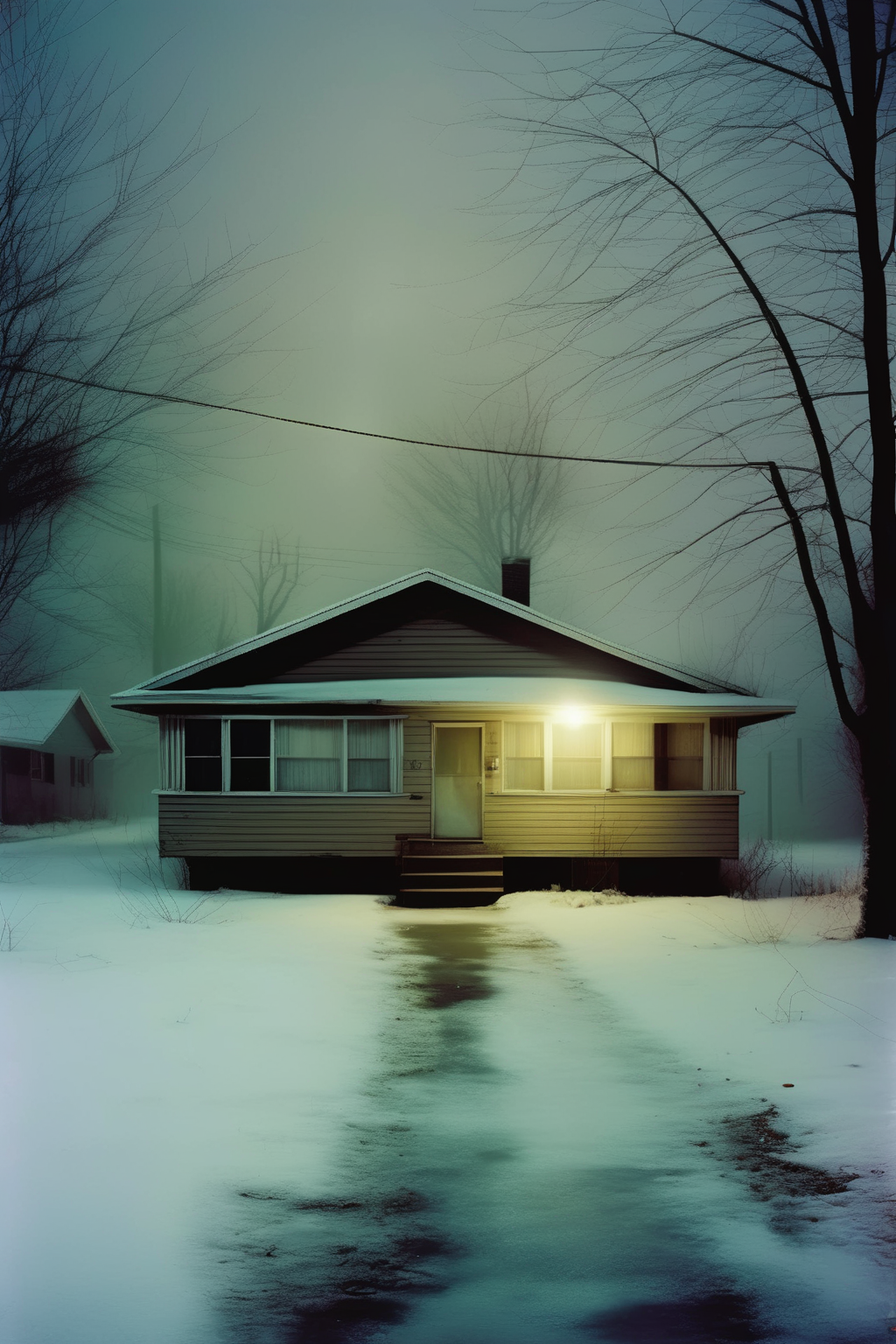<lora:Todd Hido Style:1>Todd Hido Style - Todd Hido style photographs of eerie homes at night
