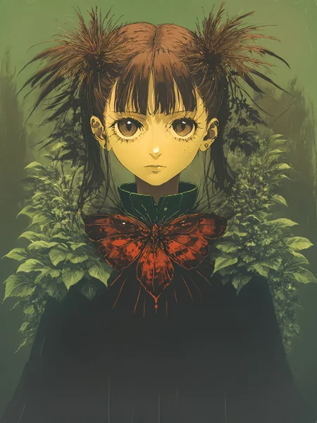 score_9,score_8_up,score_7_up,score_6_up, source_anime, <lora:MeMaXL_V3:1>, <lora:Orenji-PonyXL-1024px:1>,
oled deep black, high contrast, sharp Leica colors, impactful paint of 90's vintage anime OVA, (dsrise wearing yasogami school uniform:1.3) choker headphones brown hair, long hair, twintails, brown eyes, standing in (velvet room:1.4), emerald green highlights, inspired by Giuseppe Arcimboldo <lora:Disturbia:0.6> ,