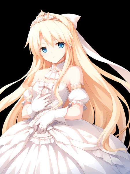 eushully,margireta,1girl,solo,long hair,dress,blue eyes,gloves,blonde hair,very long hair,black background,simple background,bow,bare shoulders,white gloves,tiara,hair ribbon,
<lora:Madou_Koukaku_-_Eushully:1>,, score_9, score_8_up, score_7_up,source_anime,(masterpiece),(best quality),(ultra-detailed),(best illustration),(best shadow),(absurdres),(detailed background),(very aesthetic),source_anime