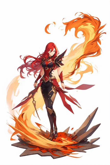 score_9,
<lora:gachasplash_v1_pruned:1>, white background, full body,
1girl, solo,
long hair, red eyes, red hair, long hair,
fire,
standing,
high resolution, Masterpiece