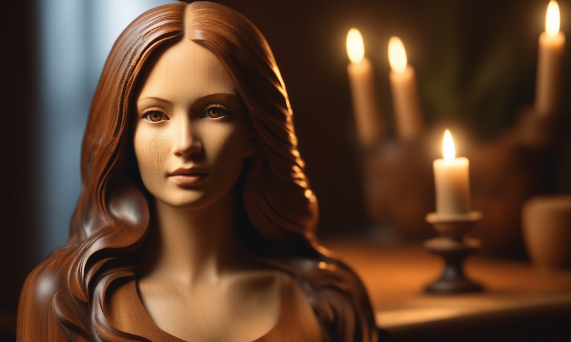 <lora:woodcarvingcd_xl-000005:0.9>,a wooden girl toy sitting on the table top,wooden skin,woodcarvingcd_xl,woodcarving,wood carving,miniature,tilt-shift,wood carving,pretty face,beautiful face,female focus,indoors,no humans,front view,facing viewer,looking at viewer,(Unbelievable Digital Artwork:1.3),CGSociety,ArtStation,master works, emotional, harmonious, high budget, moody, epic, gorgeous, perfect lighting, realistic, photorealistic, photographic, photo (medium),real, moody lighting, volumetric lighting, reality ray tracing, 8K, HDR, UHD, masterpiece, best quality, highly detailed, high resolution, finely detail, extremely detailed, ultra detailed, wallpaper