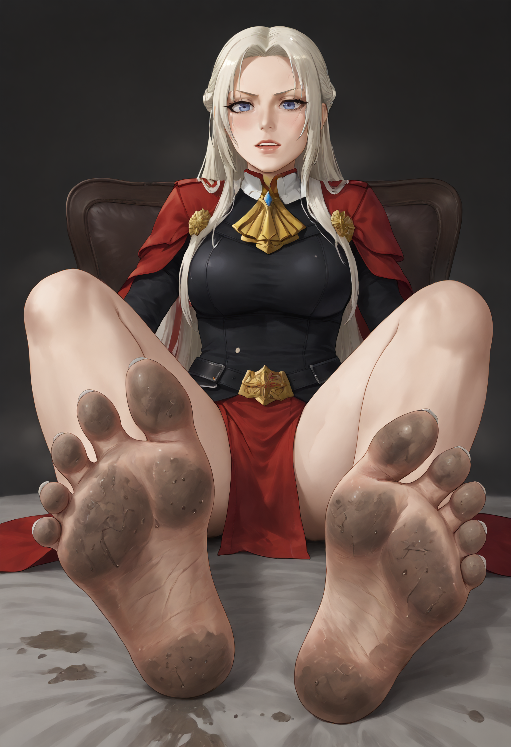 <lora:feet_anime_pony_v2:1><lora:dirty_feet_anime_pony_v1:1>dirty,dirty_feet,edelgard_von_hresvelg