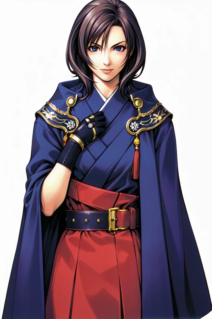 nomura tetsuya , 1girl, final fantasy, highres, female focus, official art, solo, white background, <lora:nomura_tetsuya_offset:1>