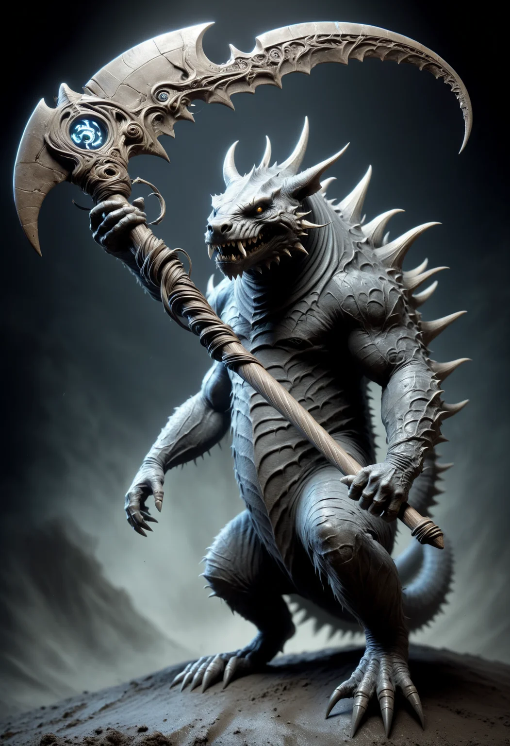 hive-like void kinetic japanese stocky Tarasque, mud skin, elemental
holding a DonM5cy7h3XL scythe, single blade <lora:DonM5cy7h3XL-v1.1-000006:0.8>