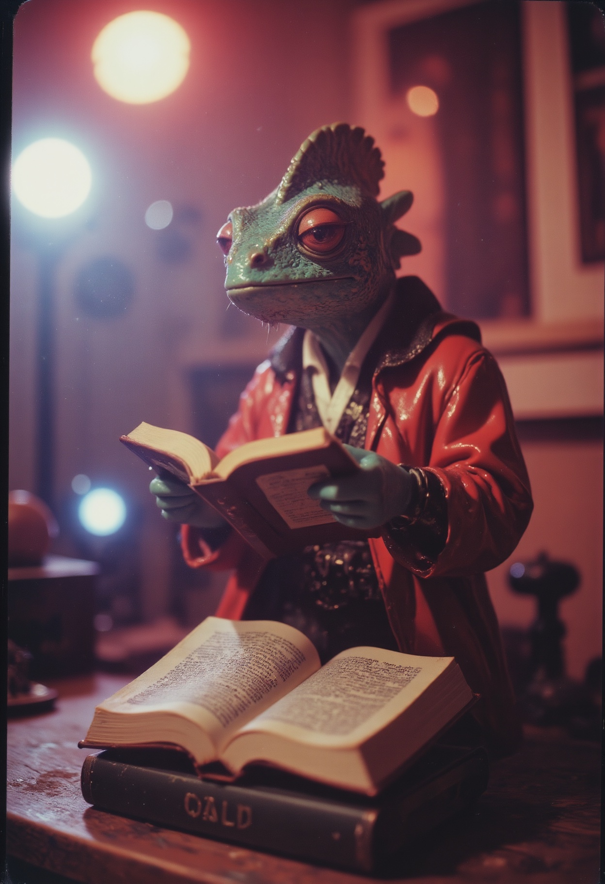 cheapo. A 1990s analog style photo, found footage, disposable camera, lomography. Action Figure of style of Delphin Enjolras, Musical Academia aesthetic, cute chameleon reading a book, vivid colors, stunning background. dark and moody, a mesmerizing blend of light and shadow. masterpiece, absurdres, intricate details, plastic collectable action figure, collectable toy action figure
<lora:lora.TA_trained:0.8>