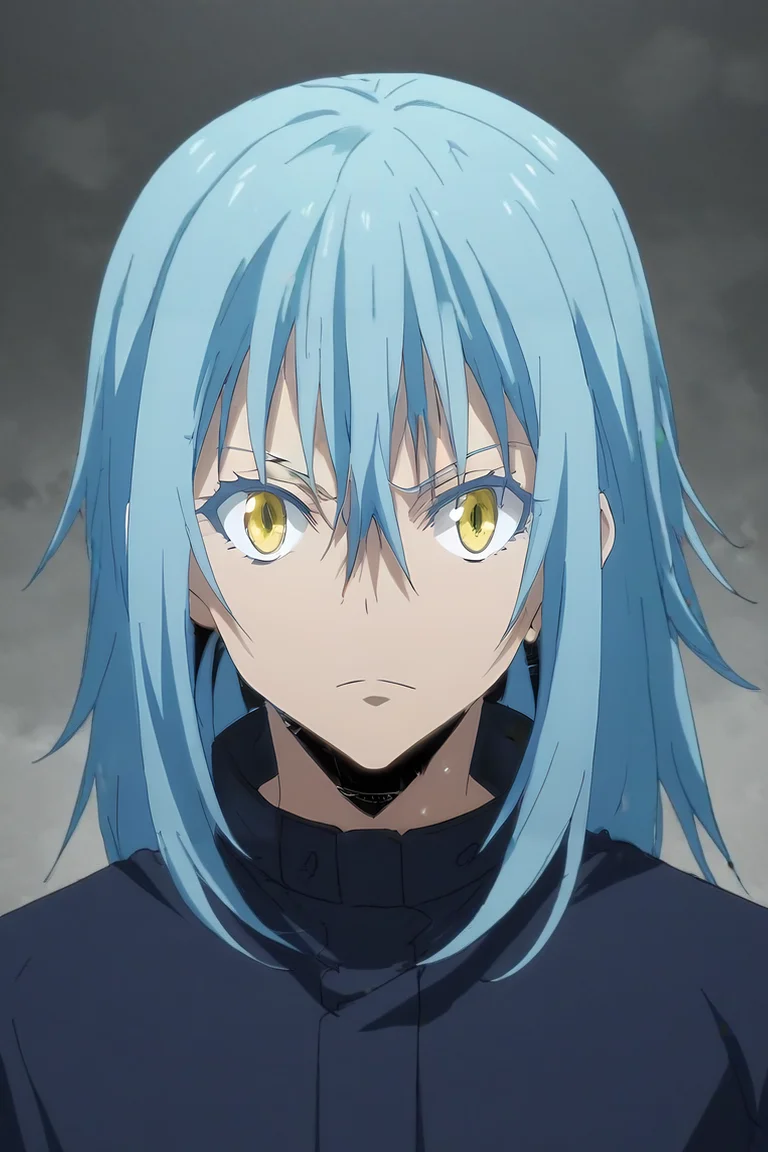 score_9, score_8_up, score_7_up, score_6_up, score_5_up, score_4_up, BREAK source_anime, semi-realistic, looking at viewer, , , 1boy, male focus, solo, <lora:rimuru_tempest_pony:0.92>, rimuru_tempest, blue hair, yellow eyes, long hair, bangs, hair between eyes, , , , <lora:sdxl_lightning_8step_lora:1>