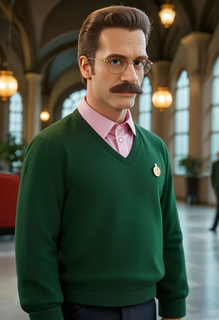 cinematic film still cinematic photo breathtaking score_9, score_8_up, score_7_up, BREAK, 8k, masterpiece, high quality, solo, ned_flanders man, brown hair, mustache, glasses, pink shirt, green sweater, highly detailed, detailed skin, depth of field, film grain, highly detailed, detailed skin, depth of field, film grain, award-winning, professional, highly detailed . 35mm photograph, film, bokeh, professional, 4k, highly detailed . shallow depth of field, vignette, highly detailed, high budget Hollywood movie, bokeh, cinemascope, moody, epic, gorgeous, film grain, grainy