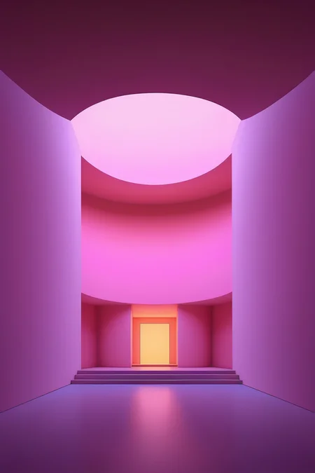 <lora:James Turrell Style:1>James Turrell Style - Generate an illustration that integrates the architectural forms of the Bauhaus Impressionism with the light and space of James Turrell. 16K