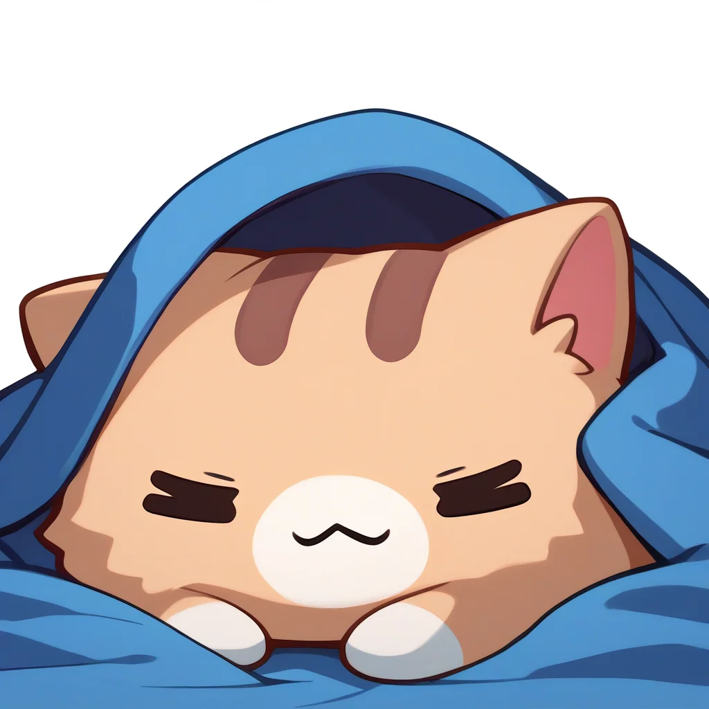 score_9, score_8_up, score_7_up, source_anime, simple background, white background, animal focus, solo, nekoemoji, cat, sleeping, closed eyes, blue blanket <lora:discord_nekonekonekone_ponyXL:1>