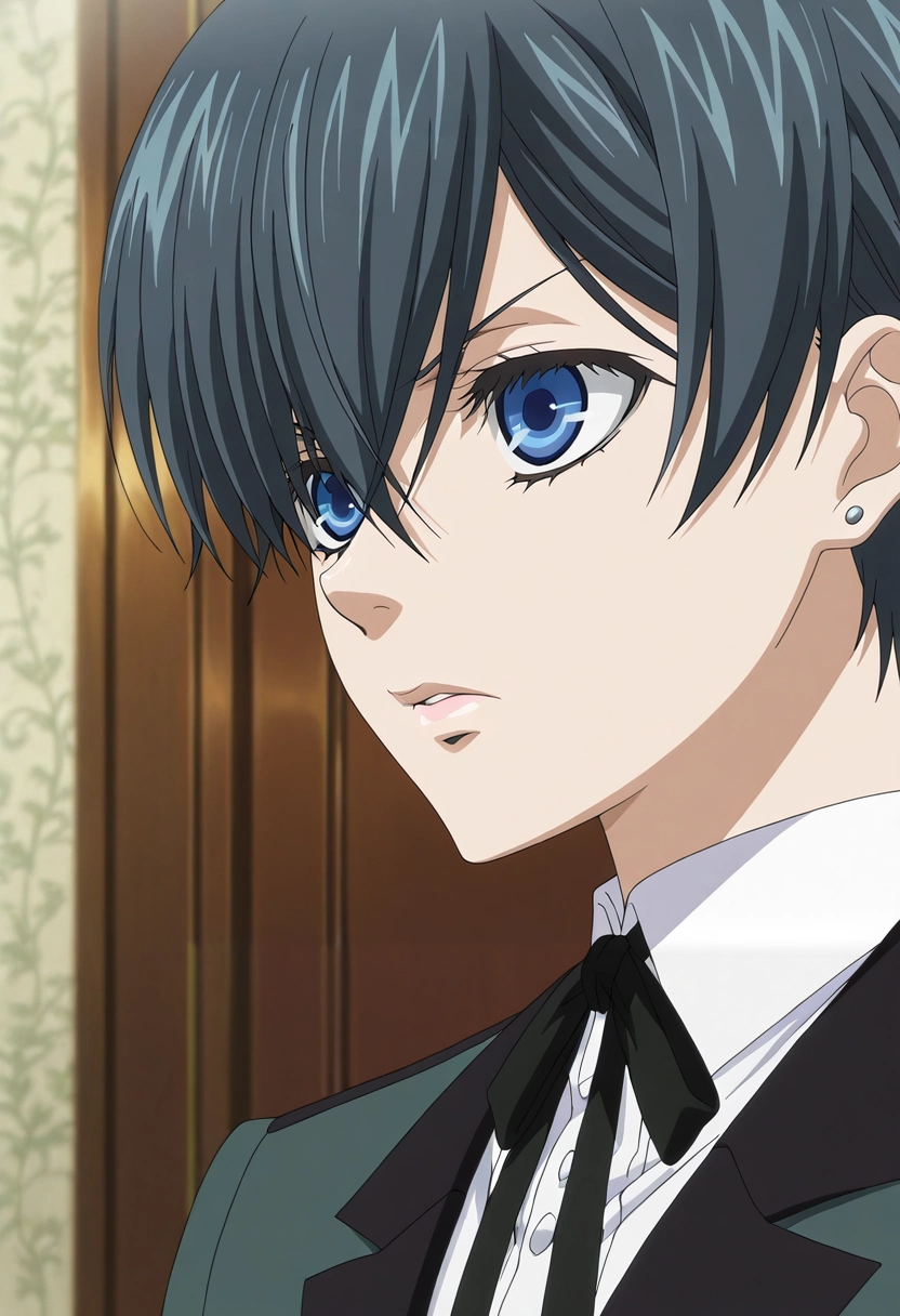 masterpiece, best quality, , anime screencap, anime coloring, official style, , 1boy, solo, male focus, <lora:ciel_phantomhive_ilxl:0.96>, ciel_phantomhive, black hair, blue eyes, short hair, , ,