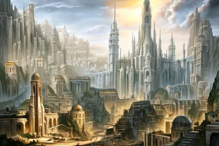 (masterpiece:1.2), (best quality,:1.2), 8k, HDR, ultra detailed, ((photorealistic)), professional light, cinematic lighting, fashion photography, ambient lighting, atmospheric effects, DarkFantasy, Numenor, a street with stairs in a big medieval fantasy city on a mountain, high towers, high walls, <lora:Numenor-10:1>, in the style of Middle Earth, Tolkien, Minas Tirith, epiCPhoto