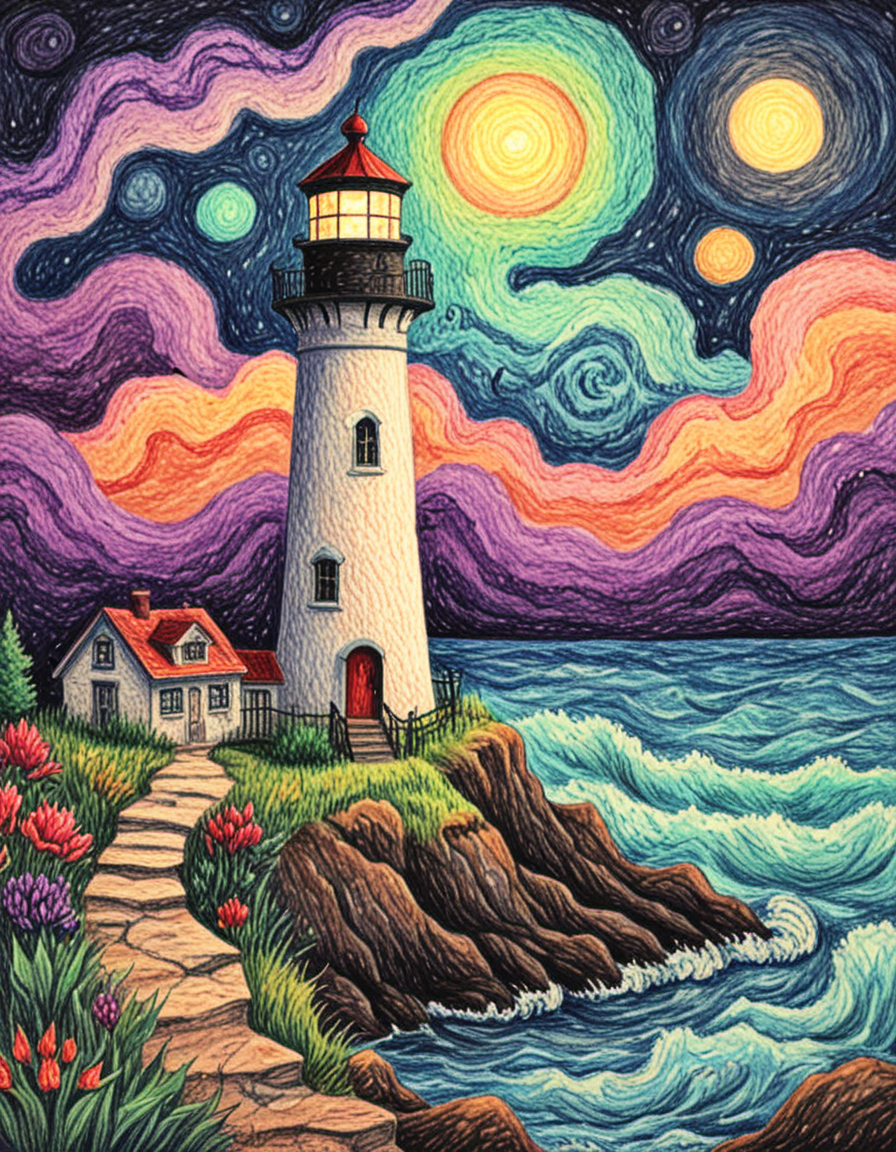 novuschroma72 style To the Lighthouse  <lora:novuschroma72 style:1>, <lora:sdxl_lightning_8step_lora:1>