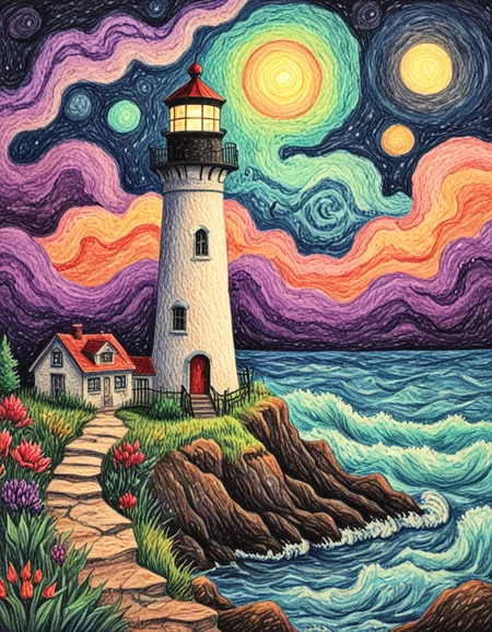 novuschroma72 style To the Lighthouse <lora:novuschroma72 style:1>, <lora:sdxl_lightning_8step_lora:1>