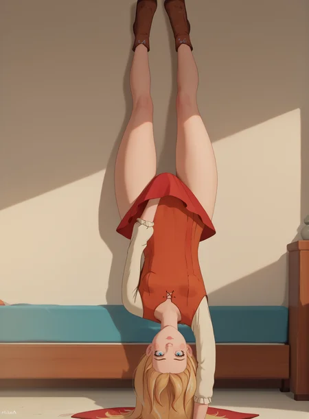 score_9, score_8_up, score_7_up, 1girl, alyonushka, red dress, LycorisChallenge, one arm handstand, upside-down, covering crotch, unamused, detailed, 4k,
<lora:mlnc_girls_pxl_v1.5_p:0.8> <lora:ChamLycorisChallengePonyXL:0.7>