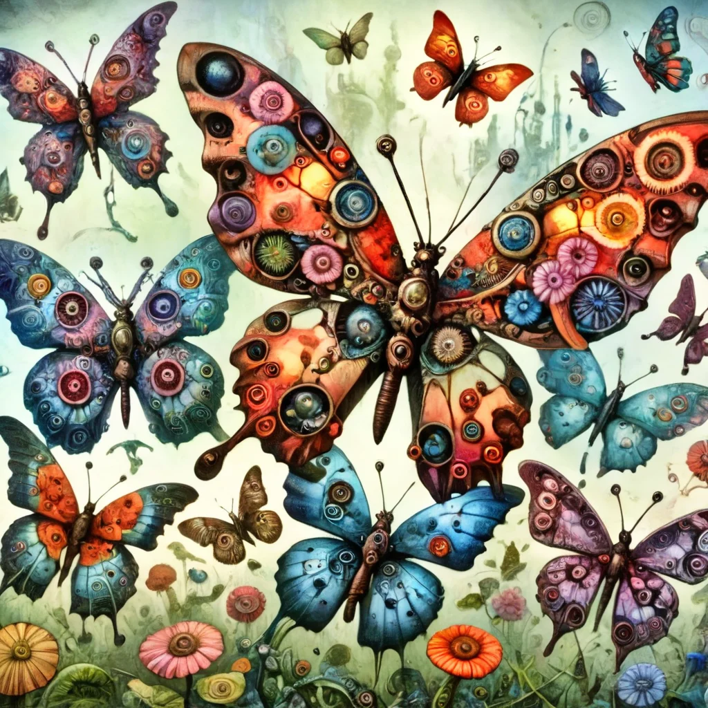 fantoria butterflies in the garden, colorful <lora:fantoria:1>