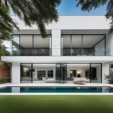 a photo of GDMEXTXL modern house exterior, <lora:gdmextxl-256-40-0032-000004:0.50> , photograph, photography, perfect, master quality, professional photoshoot, award winning photographer, calming symmetry, symmetrical